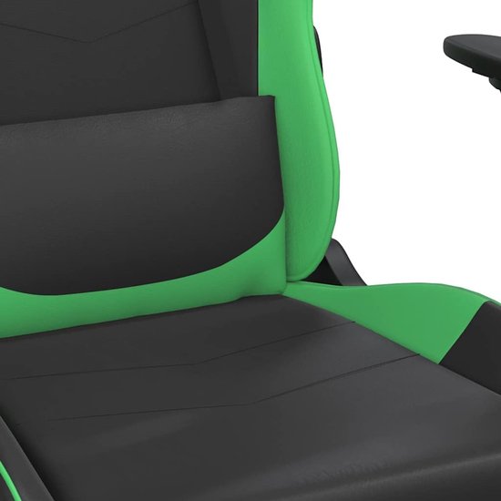 Gaming Stoel - Fauteuil Relaxstoel - Comfortabel Gamingsessies - Met Verstelbare Rugleuning - Met Voetsteun - Zwart Groen — afbeelding 2