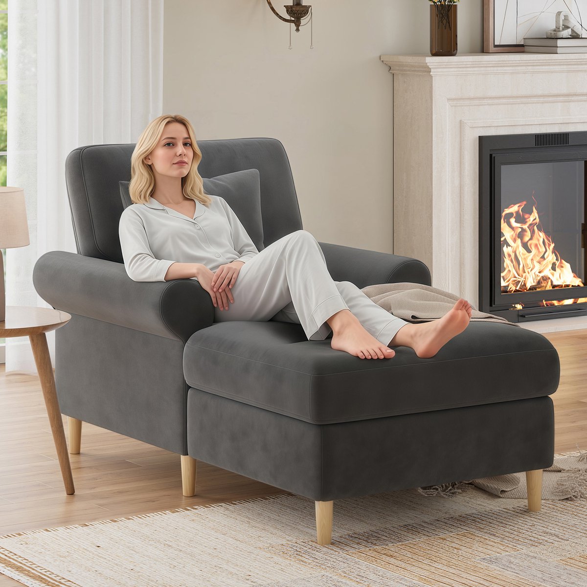 Dikke loungestoel - opvouwbare slaapstoel - loungestoel - extra grote leesstoel - fluwelen