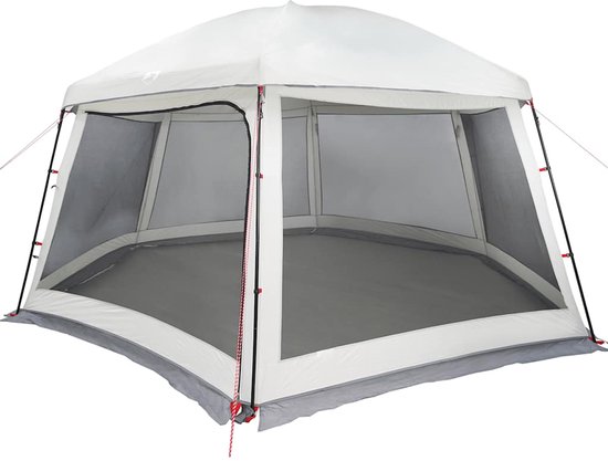 vidaXL - Zwembadtent - met - uitneembare - buiten- - gaaswanden - 512x458 - cm - grijs van Merkloos — afbeelding 4