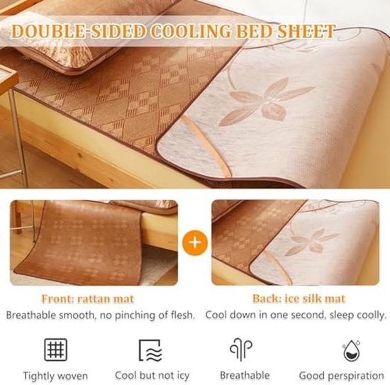 Opvouwbare Slaapmat - Koelmat Rotan - Zomerse Ontspanning - Dubbelzijdig Comfort - 135 x 195 cm - Natuurlijk — afbeelding 4
