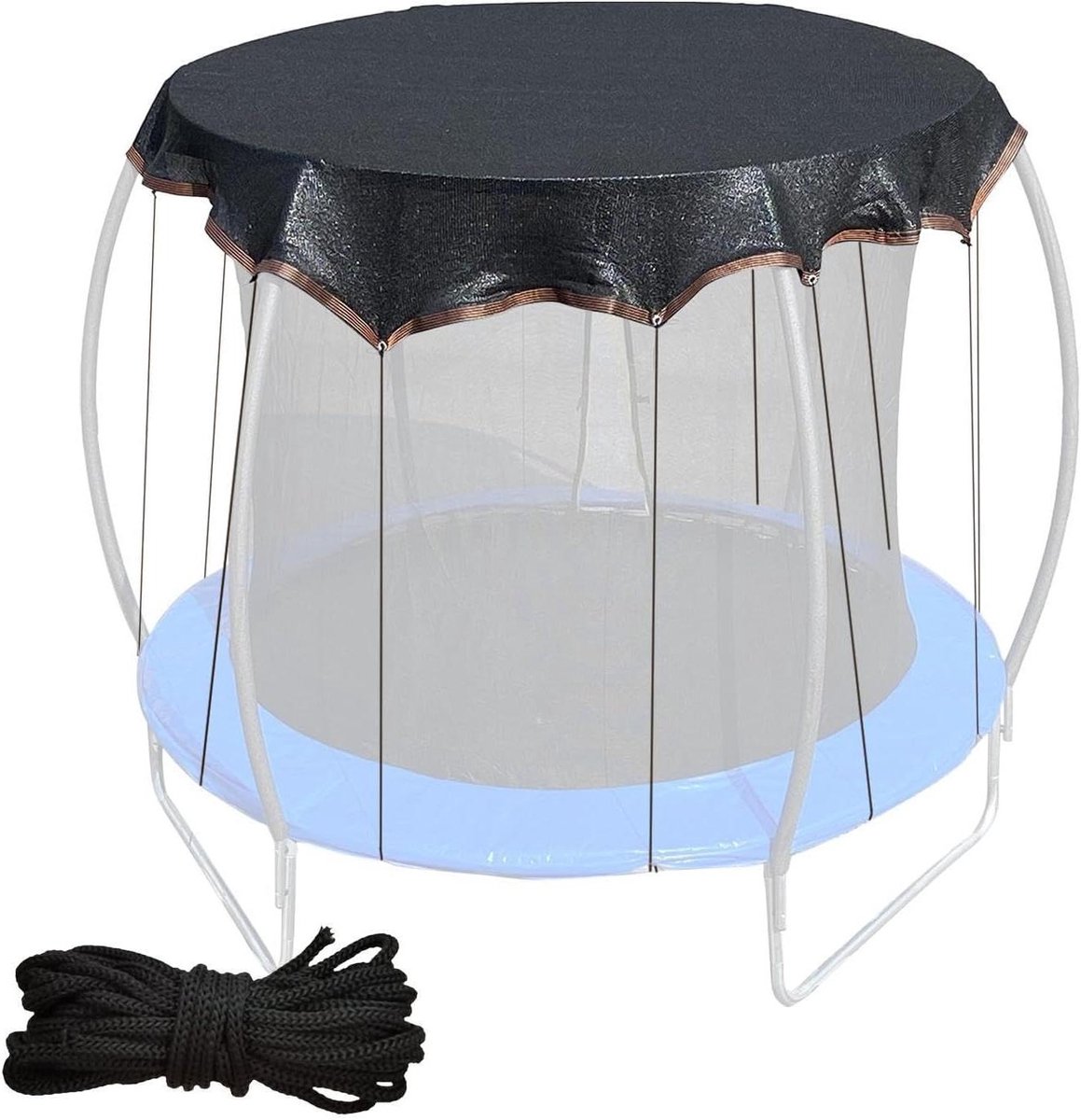 Trampoline Zonnescherm - Trampoline Afdekking - Bescherming Tegen Zon - UV-Beschermend Gaas - 8FT - Zwart