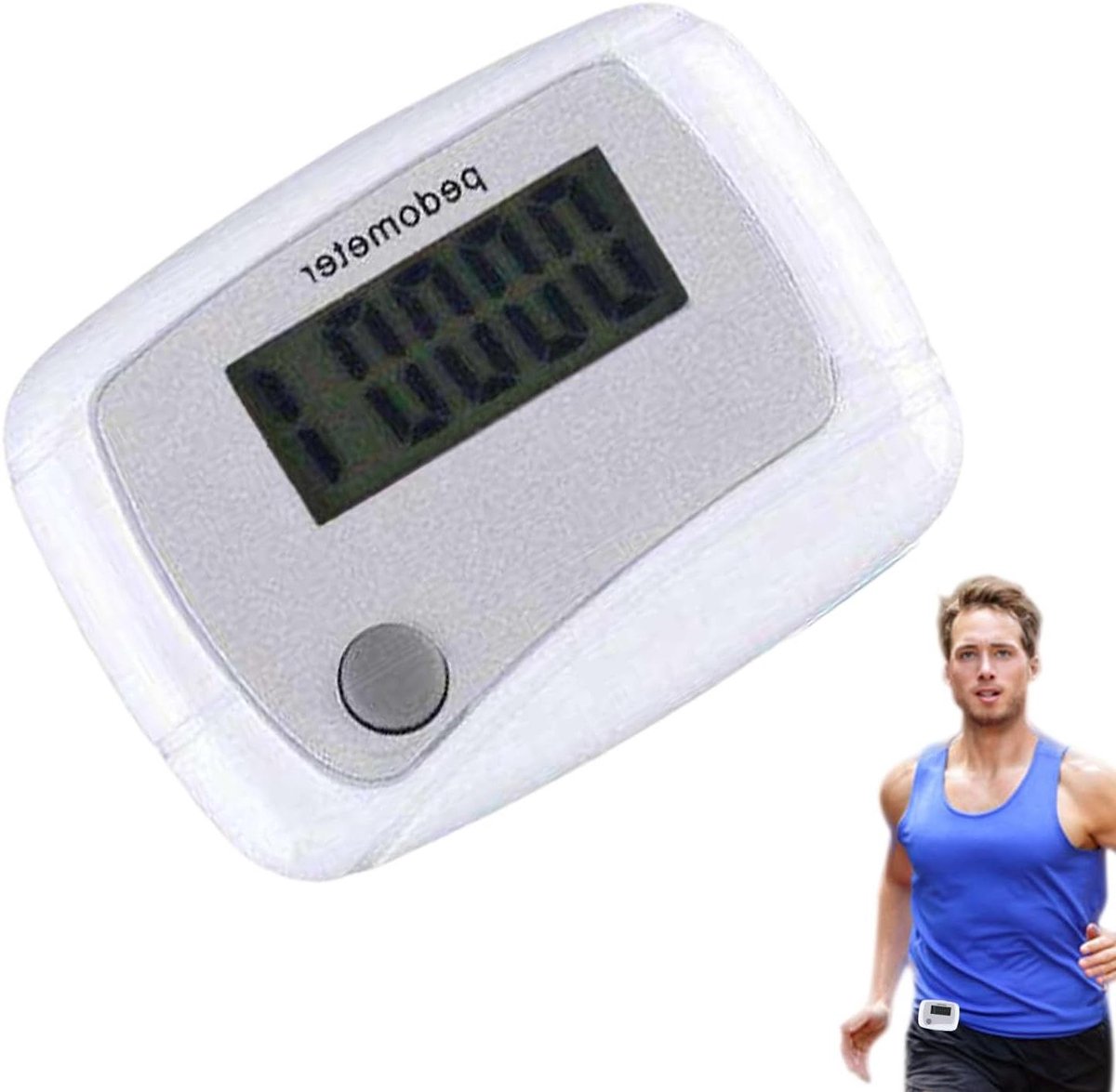 Stappenteller - Activity Tracker - Gezond Leven - LCD Scherm - 5 x 3.99 x 3 cm - Wit