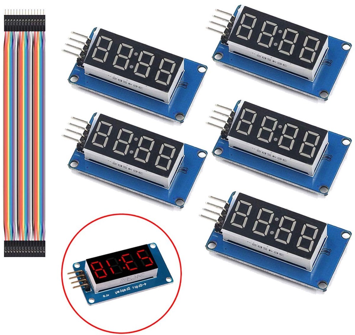 5 Stuks LED Display Module 7 Segment 4 Bits Voor Klokprojecten met Dupont Kabels voor Arduino Toepassingen