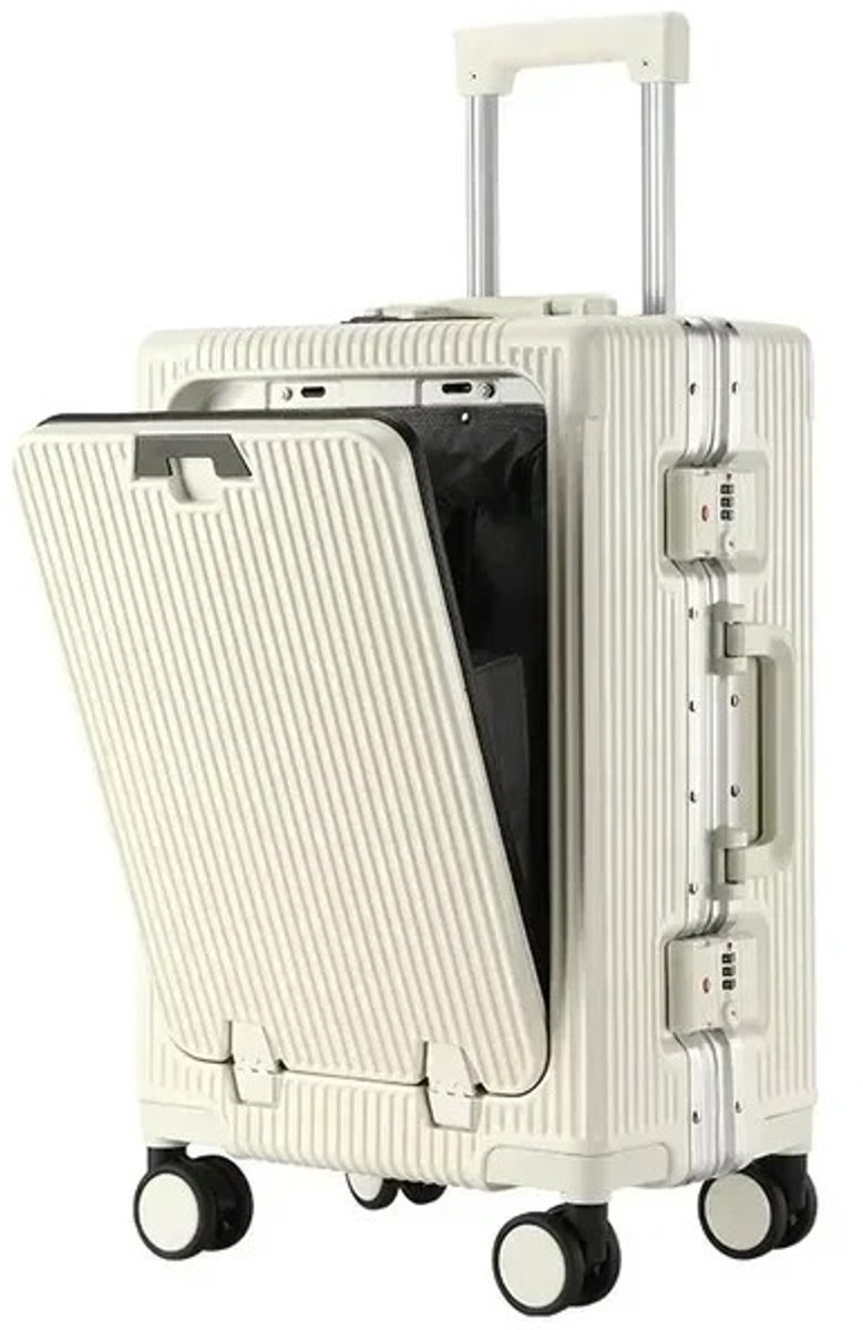 Cherrys Finds - Trolley - Trolley Handbagage - Trolley Op Wieltjes - 35L - Luxe Trolleykoffer Met Voorvak - USB-oplaadpoort – Grote Capaciteit – Aluminium Frame ABS - PC Reiskoffer