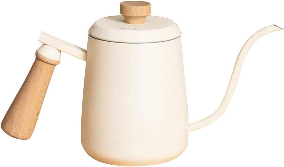 Koffiekan Zwanenhals - Theepot Barista - Precisie Koffie Zetten - Smalle Lange Uitloop - 350 ml - Beige