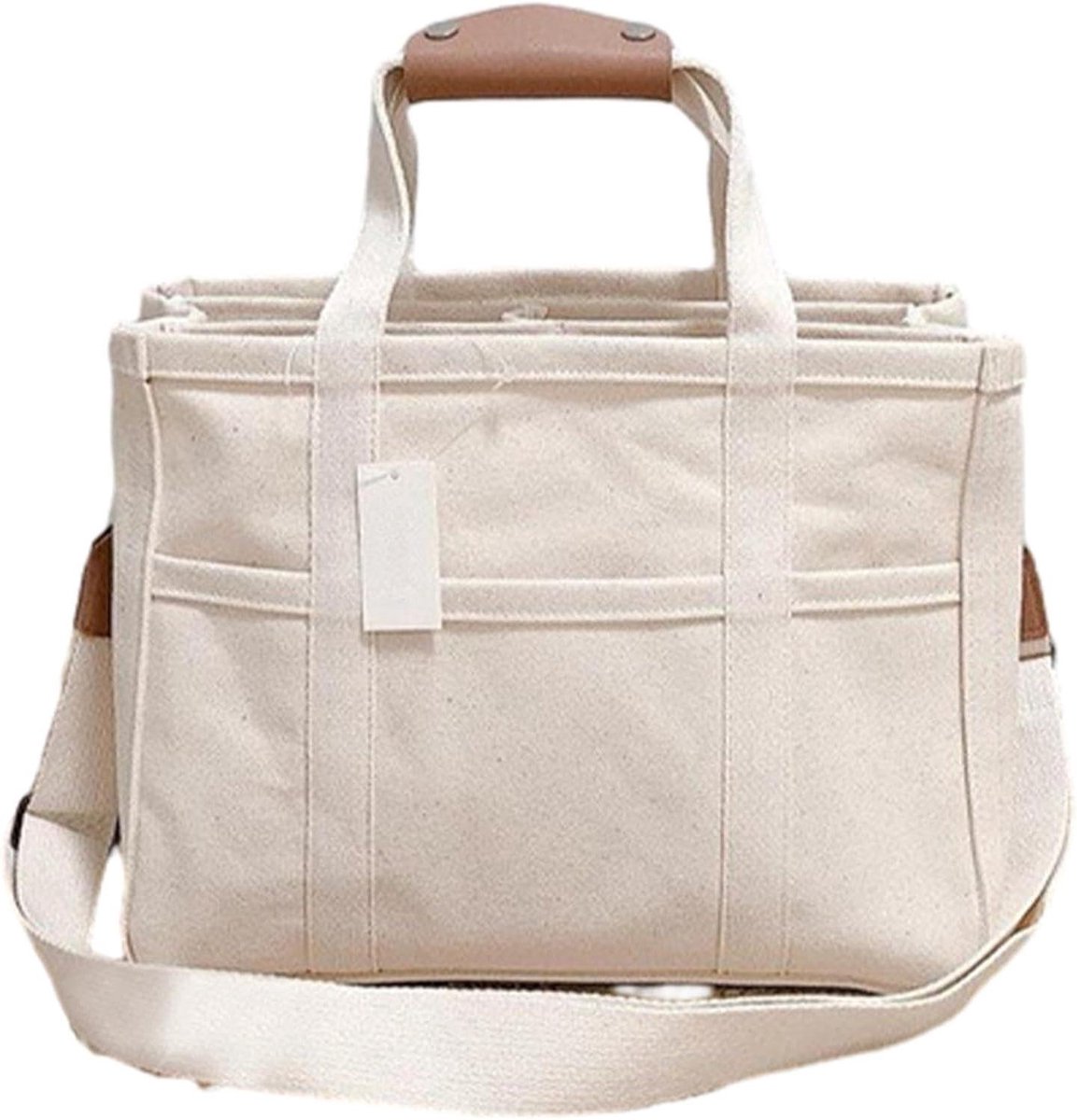 Grote Luiertas - Draagtas Baby - Babyverzorging Onderweg - Veelzijdige Stijl - 35 x 15 x 25 cm - Wit Zwart