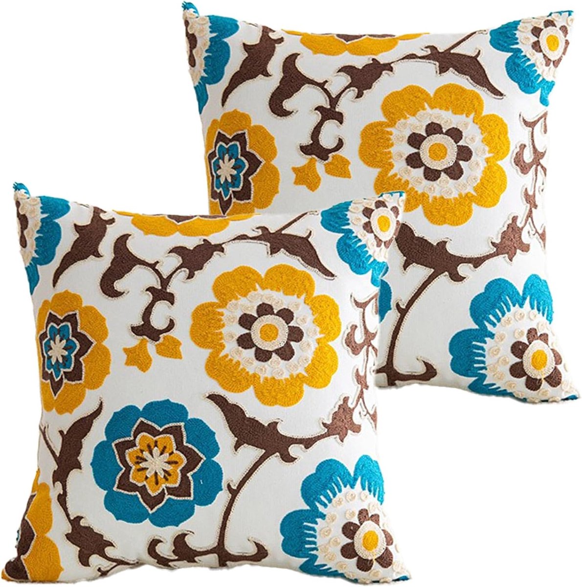 Set van 2 boho-kussenslopen 45 x 45 cm, stijlvolle decoratieve kussenhoezen voor bank en woonkamer, trendy interieuraccessoires