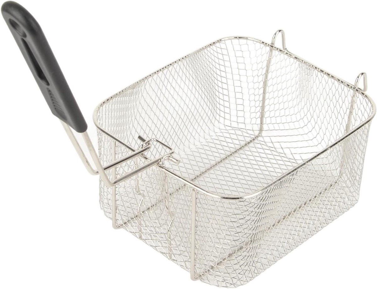 Frituurmand Zeefmand - Voedselfiltermand Gaas - Frituren en Zeven - Fijngeweven Met Gaas - 23x19x10 cm - Zilver