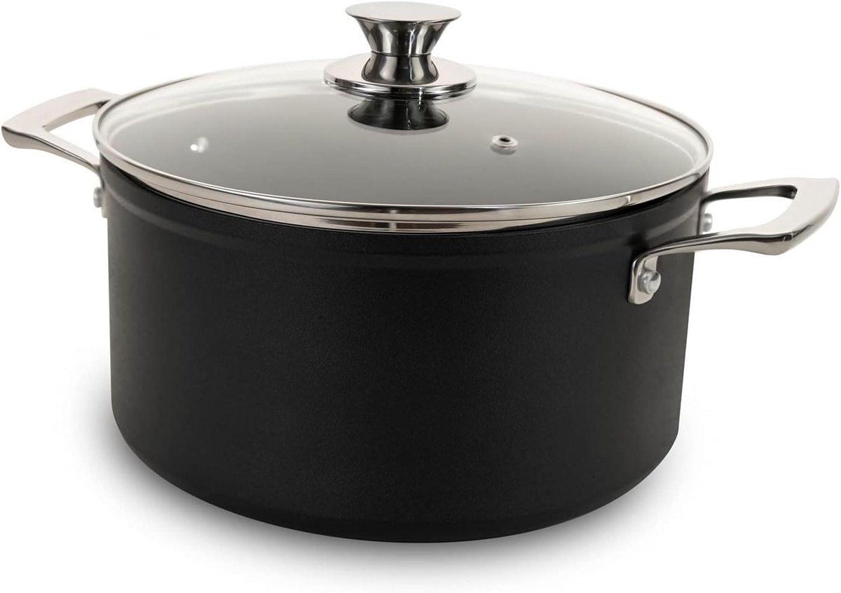 Kookpan - Sauspan Steelpan - Algemeen Koken - Volledige Inductiebodem - 24 cm 5 L - Zwart