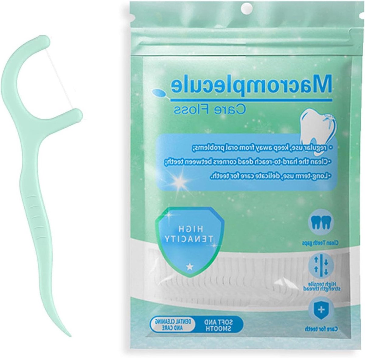 Tandzijde Picks - Floss Sticks - Mondhygiëne - 2-in-1 Ontwerp - 300 stuks - Groen