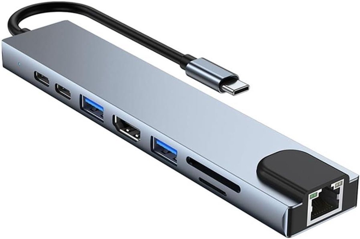 USB C Hub - Type C Adapter - Extra Poorten - 4K Compatibel - 4 Poorten - Zilver