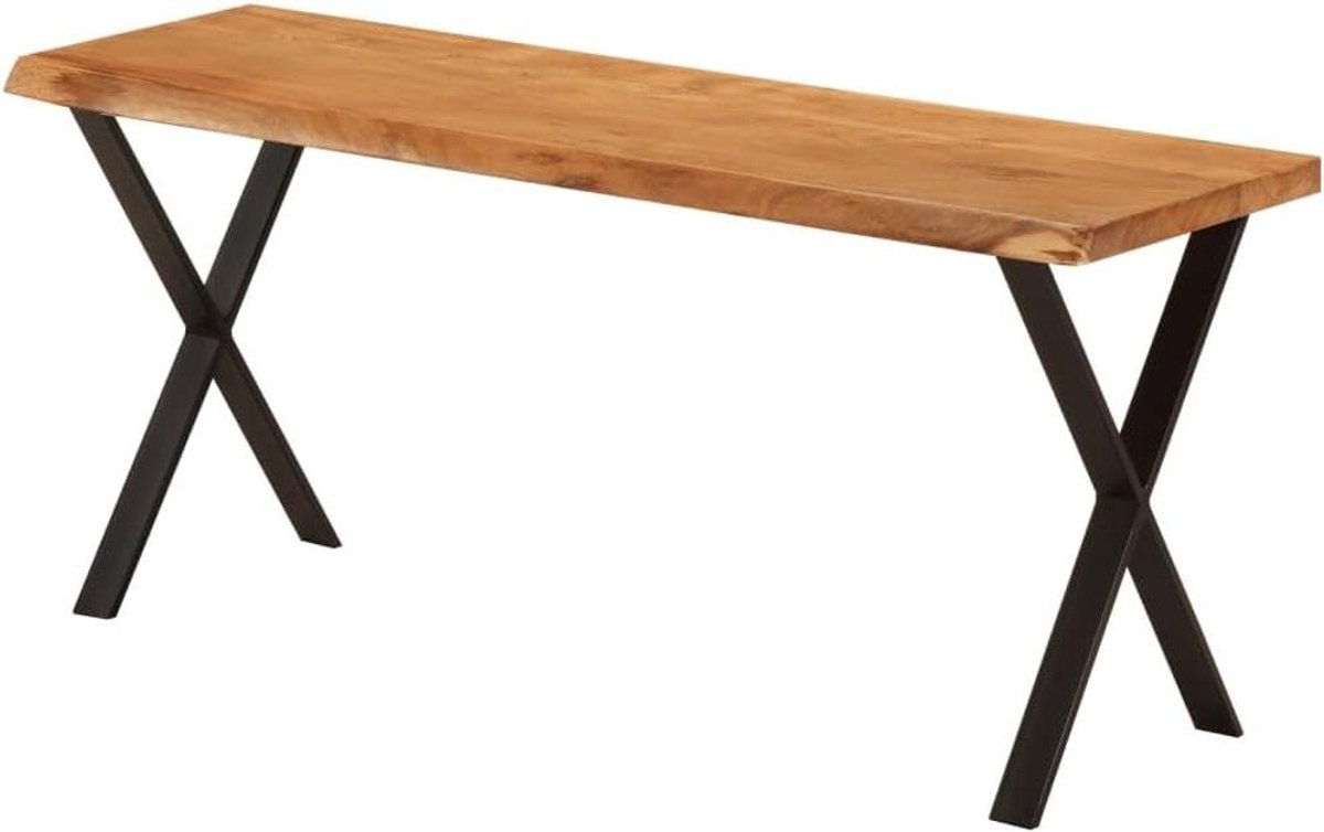 Massief Houten Bank - Slaapkamerbank Halbank - Zitten en Decoreren - Natuurlijke Boomrand - 105 cm - Natuurlijk Hout