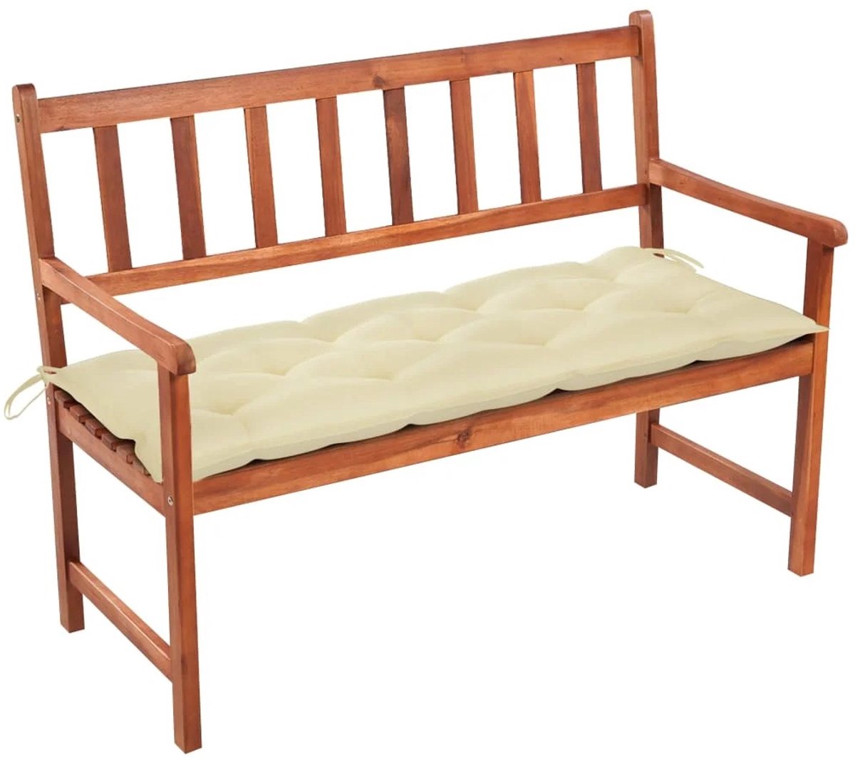 Turold Tuinbank - Houten Tuinbank - Buitenbank - Balkonbank - Houten Frame é Creme Kussen, 2-zits, Voor Balkon, Tuin, Veranda