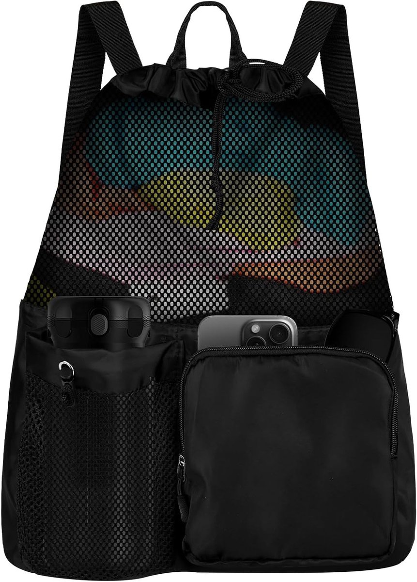 Rugzak met trekkoord voor het strand, mesh tas voor zwemmen, waterdichte reistas voor outdoor activiteiten