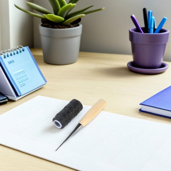 KHBUAB 21 Stuks Delige Boekbindset met Gewaxte Linnen Grote Oognaalden Ergonomische Priem Gebogen Naalden voor Nauwkeurig Handmatig Boekbinden Doe-het-zelf Projecten — afbeelding 4