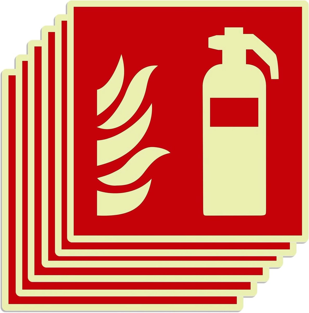 Set van 6 zelfklevende PVC borden voor brandblussers, brandweer en veiligheidsinformatie - 145 mm x 145 mm, geschikt voor binnen- en buitengebruik