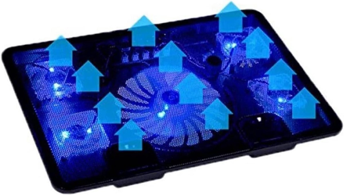 Laptop Koeler - Ventilator Stand - Notebook Koelen - Vijf Fans - 10 tot 17 inch - Zwart