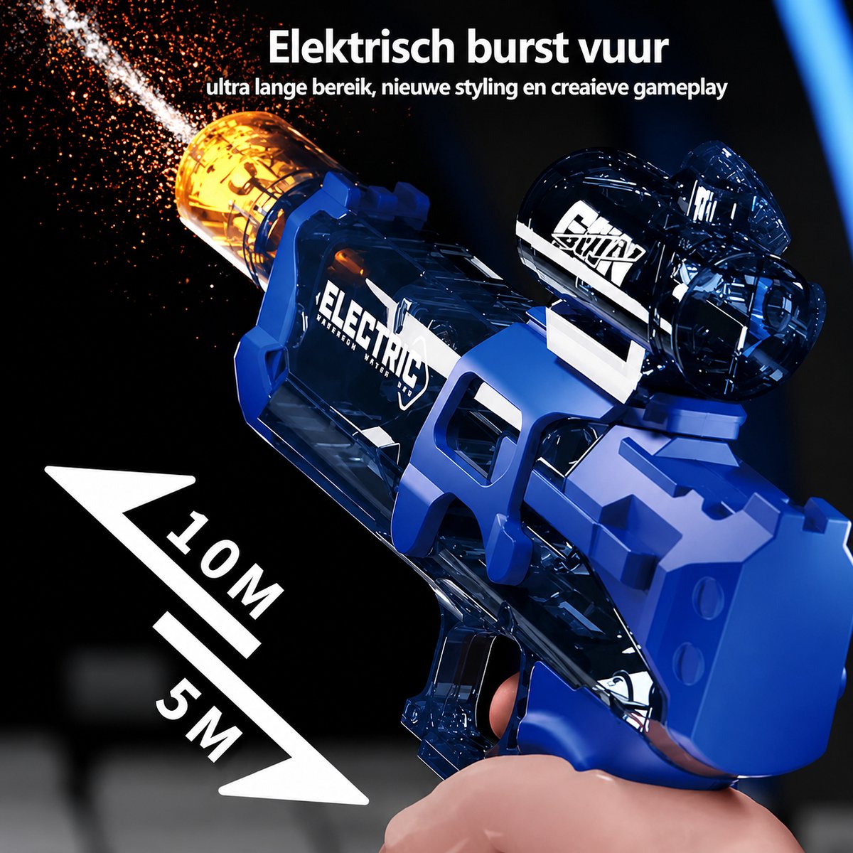 WVspecials Elektrisch Waterpistool – Buitenspeelgoed – Super Soaker – Waterspeelgoed – Met Flits Bij Ieder Schot - Automatisch Waterpistool – Watergeweer – Speelgoed - 3 Jaar - 4 Jaar - 5 Jaar - Glock – Watergun – Waterblaster - Zwart — afbeelding 5