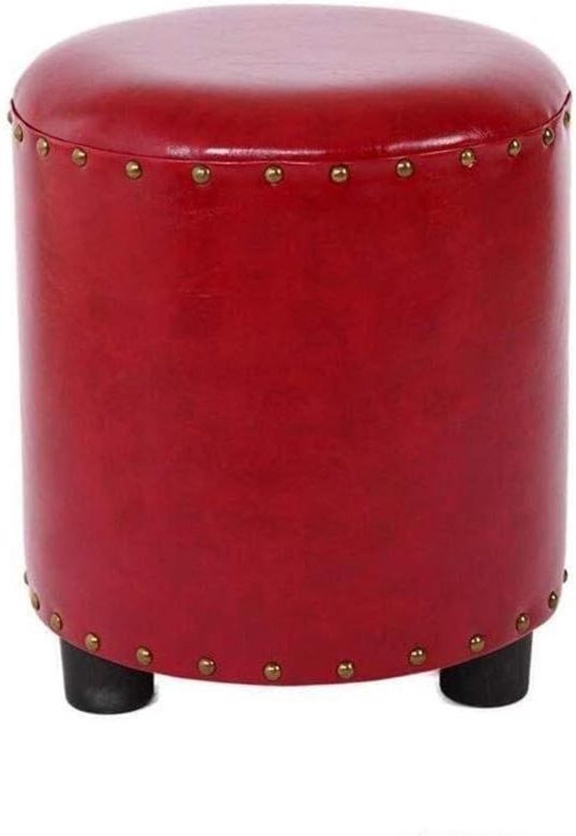 Voetenbank bank - Zitbank krukje - Ontspannen zitten - Massief houten frame - 34x40cm - Rood