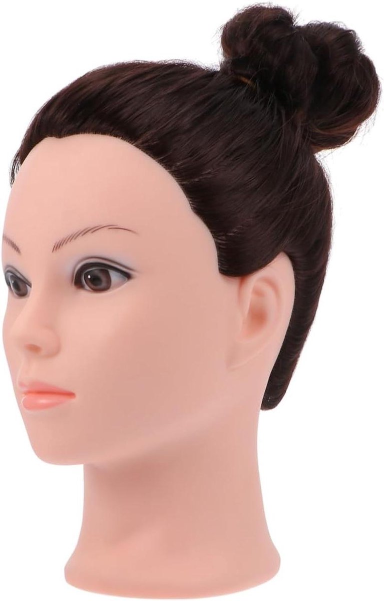 Oefenhoofd Haar - Mannequin Hoofd - Haar Styling - Natuurlijk Synthetisch - 25 cm - Natuurlijk