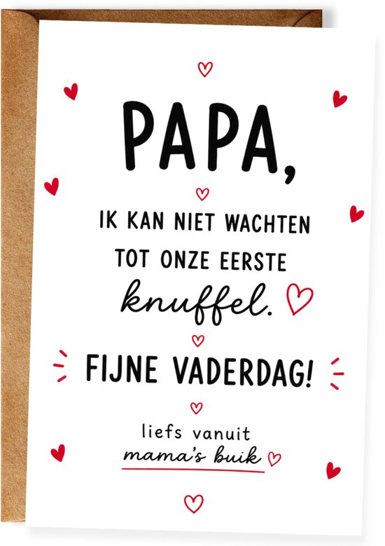 Papa ik kan niet wachten tot onze eerste knuffel - Vaderdagkaart - Eerste Vaderdag kaart - Vaderdagcadeau nieuwe papa - Wenskaart - Ansichtkaart (10x15 cm incl. envelop)