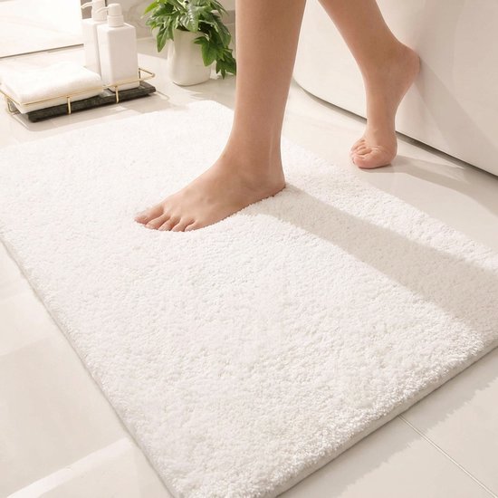 Casilin Badmat Antislip 60x90cm Havana - Waterabsorberende Badkamermat - Sneldrogend - 100% Katoen - Wasbaar - Wit