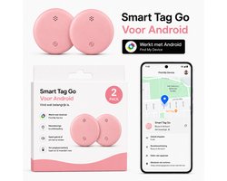 Android GPS Tracker – 2 stuks - Real-time Locatie Volgsysteem – Werkt met Google Find My app- Alleen geschikt voor Android telefoons- Gecertificeerd - Batterij Vervangbaar - 24/7 live locatie meekijken - Roze