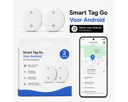 Android GPS Tracker – 2 stuks - Real-time Locatie Volgsysteem – Werkt met Google Find My app- Alleen geschikt voor Android telefoons- Gecertificeerd - Batterij Vervangbaar - 24/7 live locatie meekijken - Wit