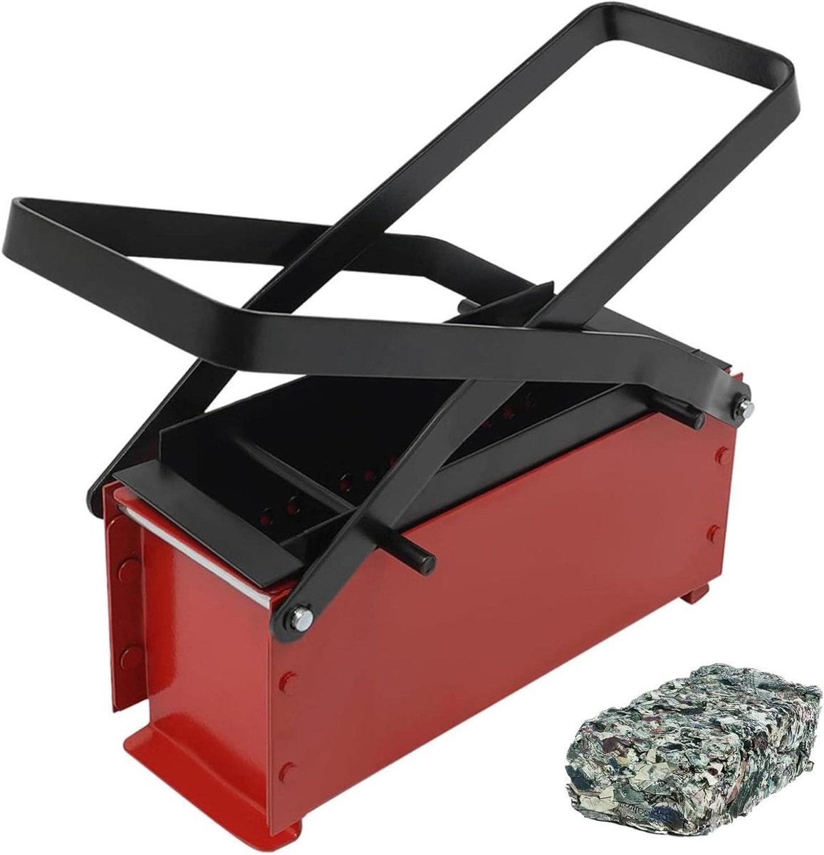 Brikettenmaker - Baksteenpers - Papier recyclen - Duurzaam koolstofstaal - 32x13x14cm - Zwart