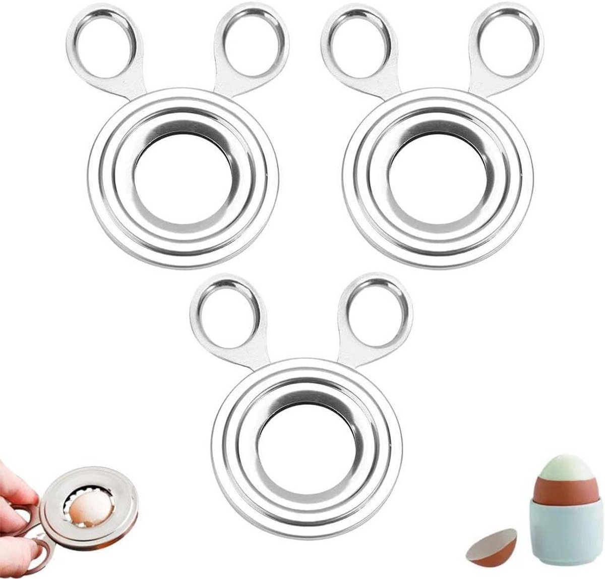 Ei Topper - Eier Snijder - Eieren Openen - Veelzijdig & Schoon - Compact Formaat - Zilver