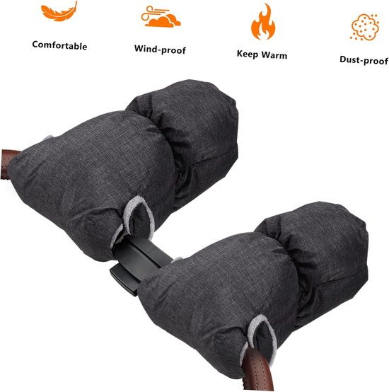 Kinderwagen Wanten - Baby Accessoires - Warm Blijven - Drie Laags Stof - Medium - Donkergrijs — afbeelding 4
