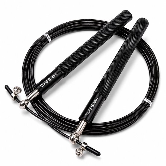 Vivid Green - Professioneel Sport Springtouw met Teller - Touwtje Springen – Volwassenen – Kinderen - Speedrope – Jump Rope - Zwart