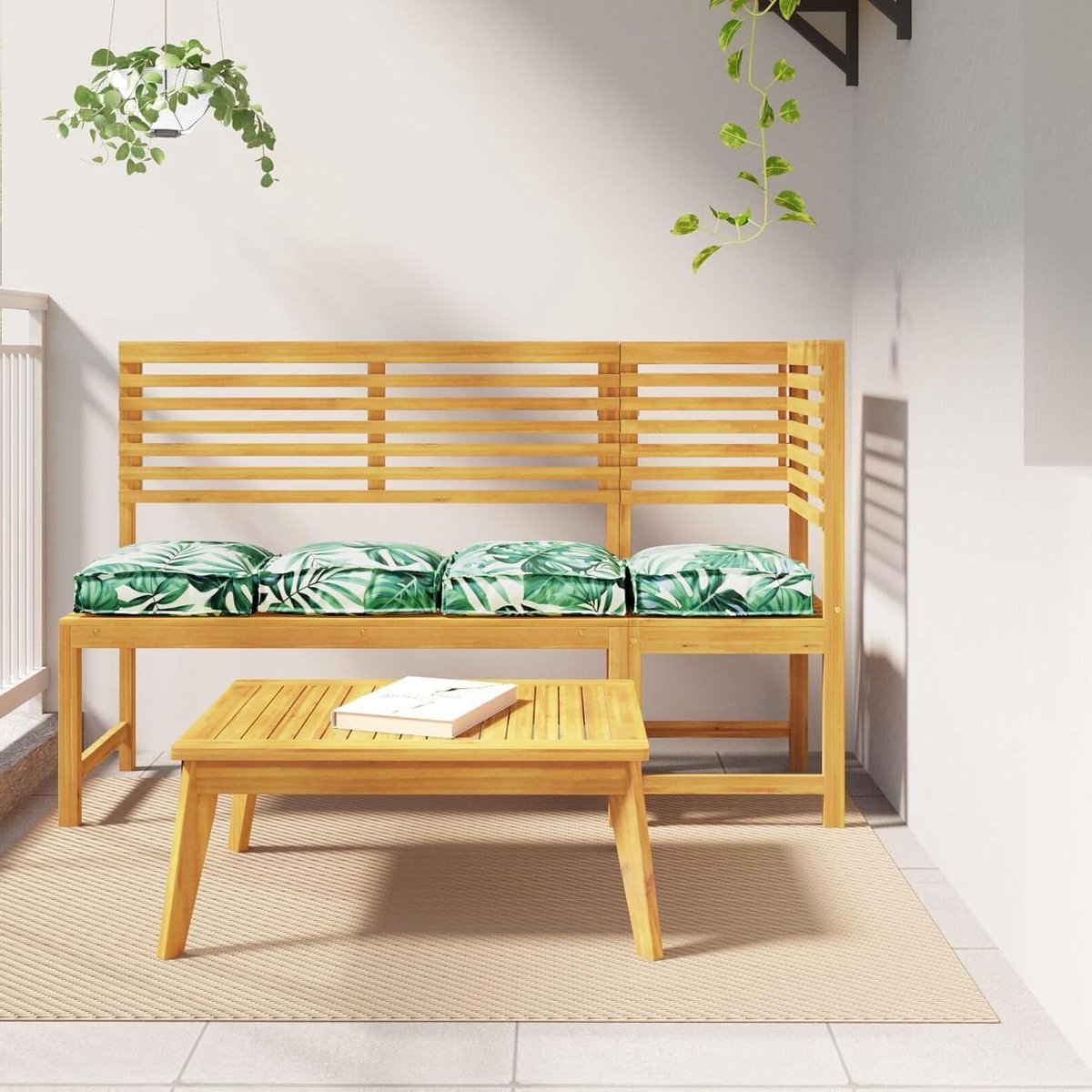 Zitkussens Pallet Set - Palletkussens Tuin - Buiten Ontspannen - Afneembare Hoezen - 40 x 40 cm - Bladpatroon