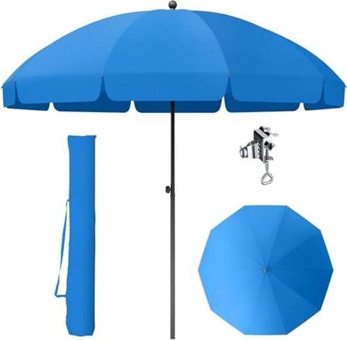 Terrasparasol Blauw - Buitenparasol Schaduw - Creëer Schaduw - Verstelbaar Kantelbaar - 175 x 21 m - Blauw