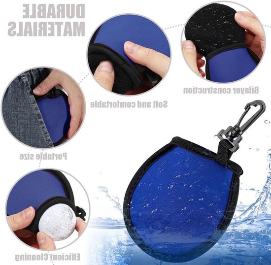 Compacte Golfbal Reinigingszak - 4 Stuks Waterdichte Golfbal Schoonmaakzak met Clips en Dubbele Laag, Ideaal voor Golfspelers en Onderhoud van Golfballen — afbeelding 2