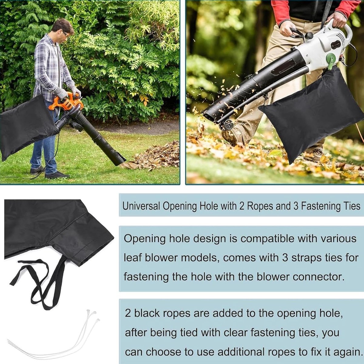 Bladblazer Stofzuigerzak - Vuil Opvangzak - Tuin Onderhoud - Tijdbesparend Leegmechanisme - 24 Gallon Capaciteit - Zwart