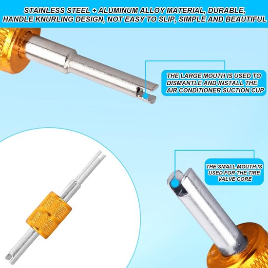 Ventielkern Set - Reparatieset Auto - Airco Onderhoud - Lekpreventie - 17 Delig - Zwart Zilver — afbeelding 5