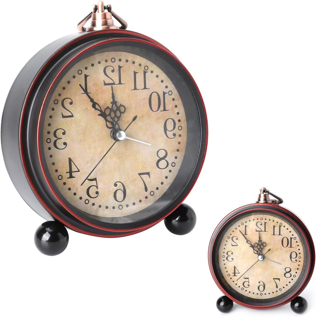 Vintage analoge wekker 14 cm - Stil, klassiek ontwerp met Romeinse cijfers - Perfect voor slaapkamer, kantoor en woonkamer