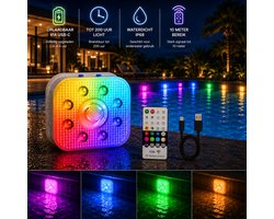DORSETTO Premium Zwembad Verlichting Oplaadbaar – Tot 200 Uur Brandduur – IP68 Waterdichte LED Onderwater Verlichting – Zwembadlamp met Afstandsbediening – RGB Jacuzzi, Spa en Vijver Verlichting – 2026 Model