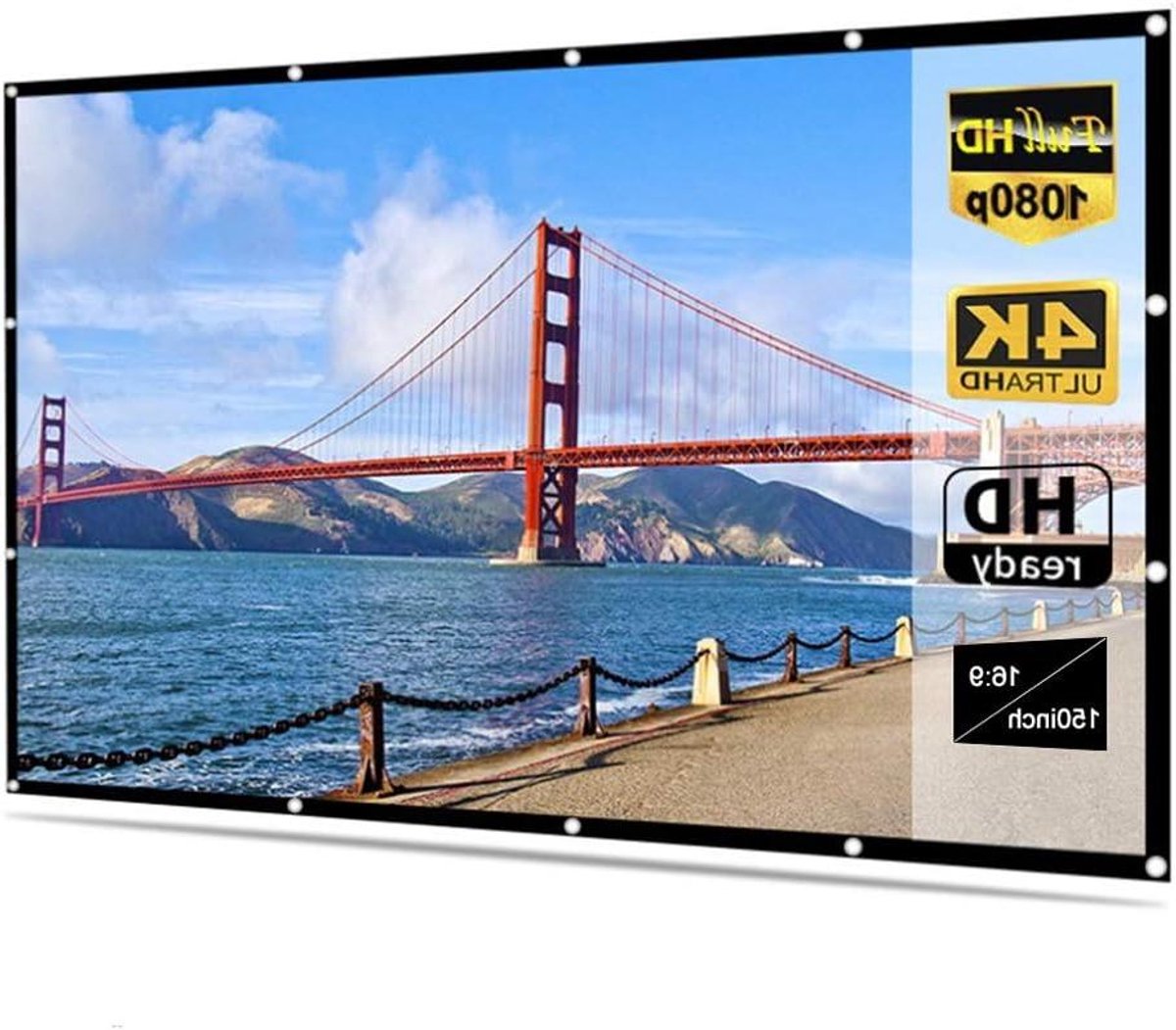 Projectorscherm Mat Wit - Filmdoek Beamer - Home Theater - Opvouwbaar Geen Vouw - 84 Inch 16:9 - Wit