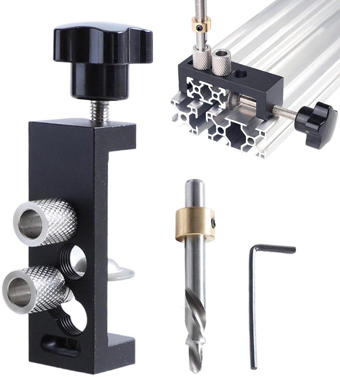 Boorgeleider Aluminium Profiel - Boorpositie Jig - Nauwkeurig Boren - Robuust Aluminium Ontwerp - 0-63 mm Blokkeerbreedte - Meerkleurig