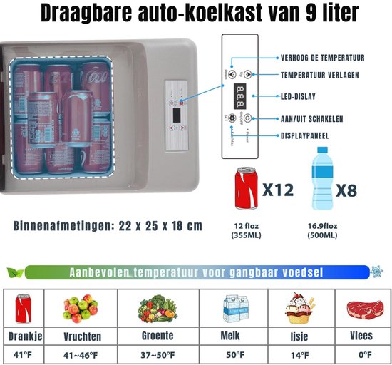 AHD® Koelbox Elektrisch - Compressor Koelbox - Camping Koelkast - Camping Koelkast Electrisch - Zwart - 32cm x 43cm x 26cm van Ahd — afbeelding 2