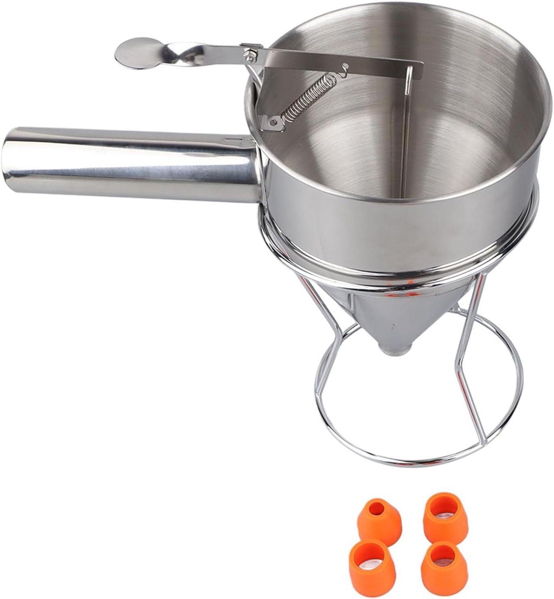 Pannenkoekbeslag Dispenser - Beslag Trechter - Bakken en Decoreren - Druppelloze Tuiten - 5 Kopjes - Zilver