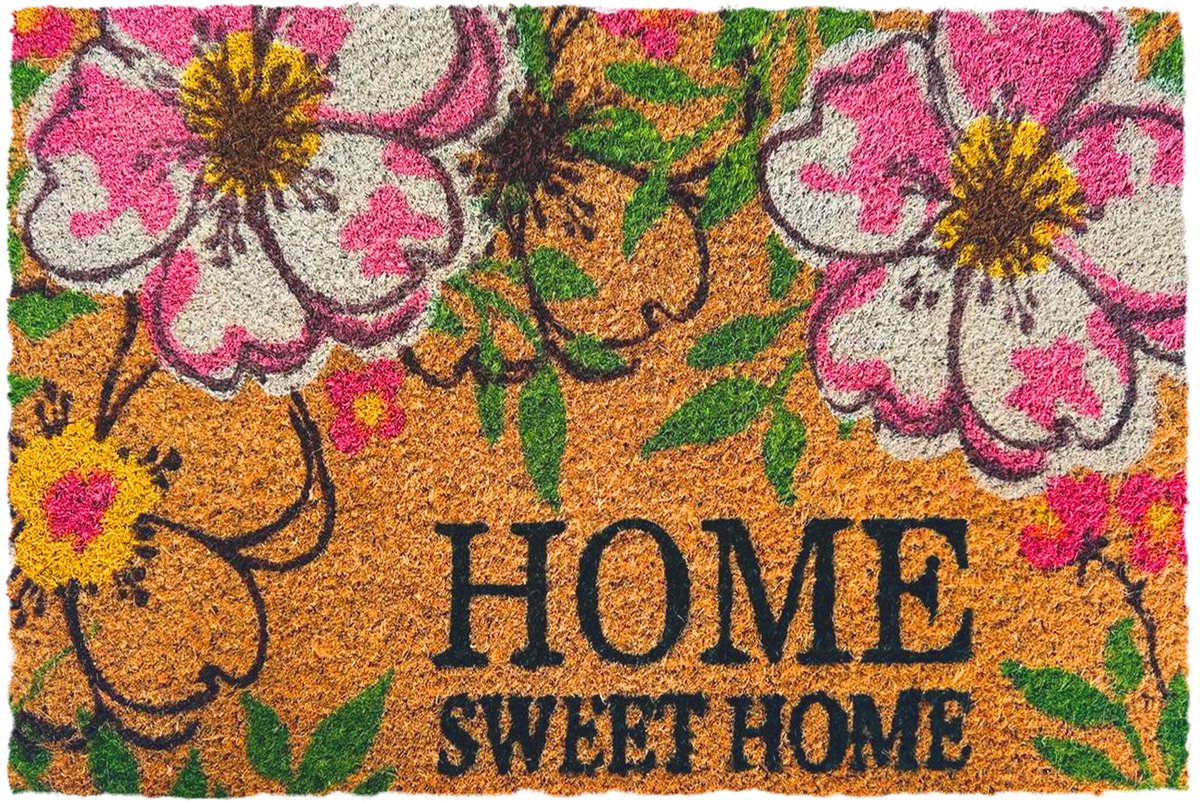 Deurmat kokos - home sweet home - 60x40 cm - antislip