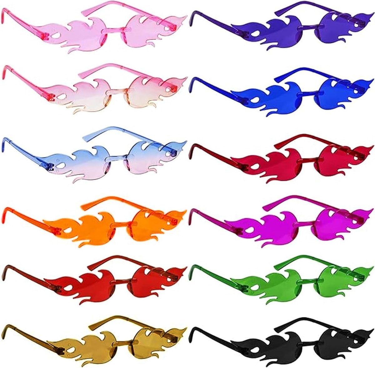 Kleurige Rimless Zonnebrillen Set van 12 Stuks voor Feesten, Golf en Verkleedpartijen