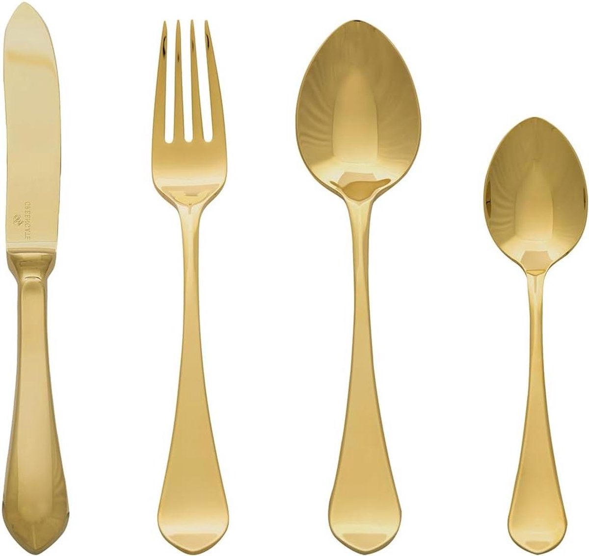 Gebogen Bestekset - Gouden Bestek - Tafel Dekken - Moderne Glans - 4 Delig - Goud