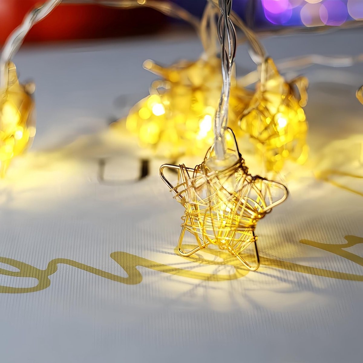 Sfeervolle Sterren Slingerverlichting Decoratie 1.5 Meter Warme Witte LED op Transparante Kabel Binnen — cadeau in Wonen & Interieur - foto 4