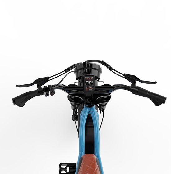 KOOLUX - X9 Mini Elektrische Fiets - Fatbike - 16 x 4.0 Inch Dikke Banden - 48V 13Ah Lithium Accu - 250W Motor - Maximaal 25/u - Maximaal 70km bereik - Mechanische remmen - LCD Scherm - Blauw - Rijklaar Bezorgd van KOOLUX — afbeelding 5