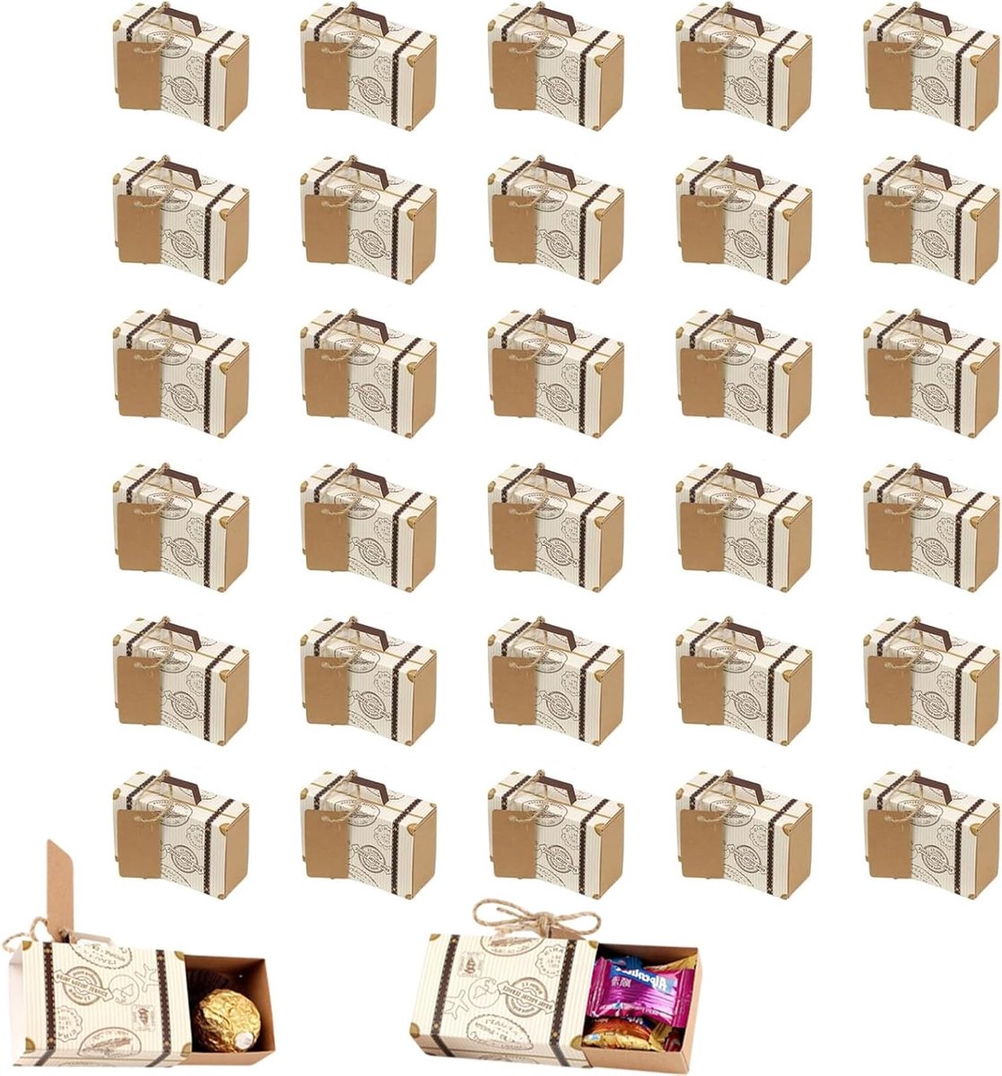 30 Stuks Bruine Kartonnen Cadeauboxen voor Verjaardagen, Bruiloften en Feestdecoratie