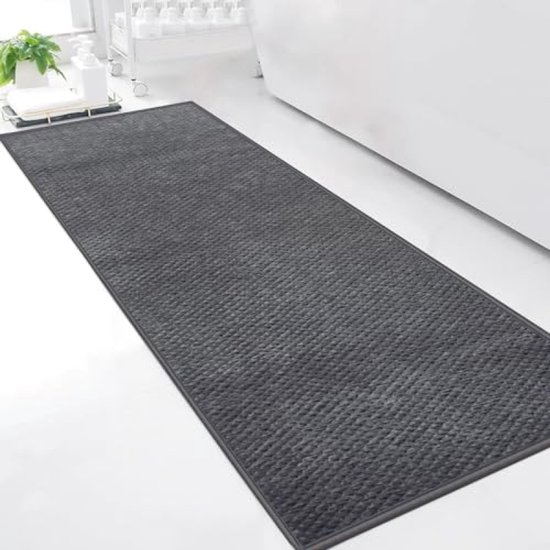 Badkamerkleed 50 x 150 cm - Zachte Chenille Badmat met Antislip Rubberen Backing - Machine Wasbaar & Sneldrogend - Grijs